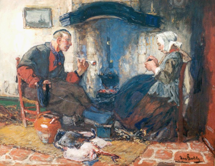 Couple At Hearth by Hans von Bartels